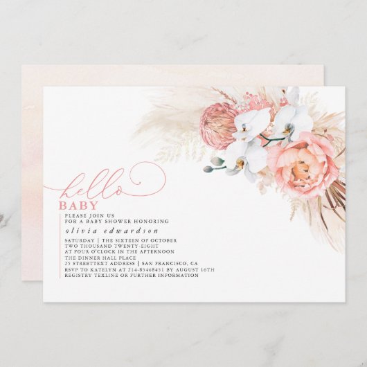 Hallo Pampas Grass Pink Kaart (Voorkant / Achterkant)