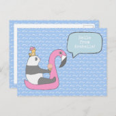 hallo Panda Flamingo Float Ice Cream Cute Briefkaart (Voorkant / Achterkant)