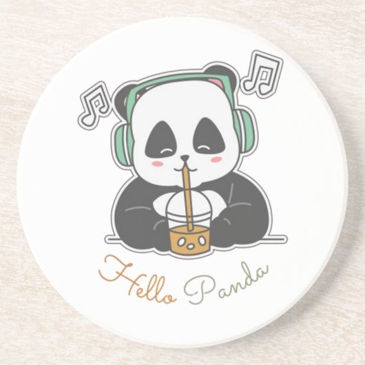 hallo panda zandsteen onderzetter (Voorkant)