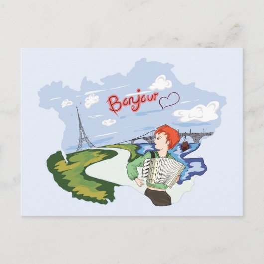 Hallo Parijs Tekening Briefkaart (Voorkant)