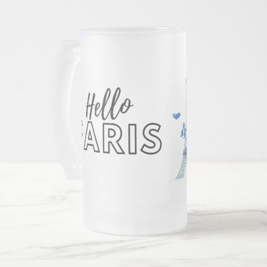 hallo Paris Frosted Glass Beer Mok (Voorkant links)