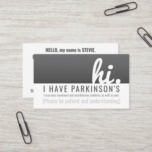 hallo parkinson patiënten visitekaartje (Voorkant / Achterkant in situ)