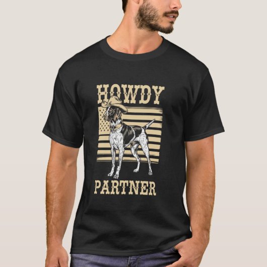 Hallo Partner Cowboyhond Engelse Pointer T-shirt (Voorkant)