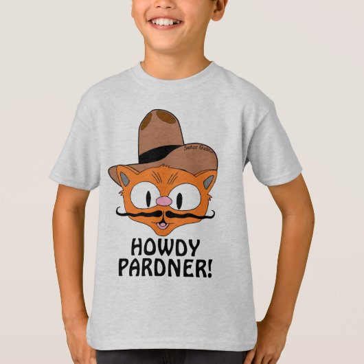 HALLO PARTNER! (Howdy Partner) Cowboy Kat T-shirt (Voorkant)