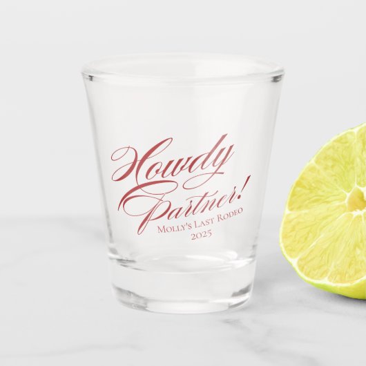 Hallo Partner Western Bachelorette Shot Glas (Voorkant)