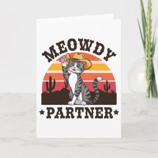 Hallo Partner Western Grappige Kat Hallo Vintage M Kaart
