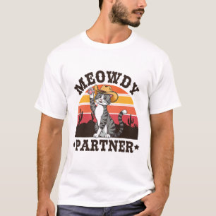 Hallo Partner Western Grappige Kat Hallo Vintage M T-shirt