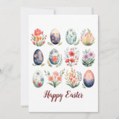 Hallo Pasen Kleurrijke Waterverf Ei Monogram Feestdagenkaart (Voorkant)