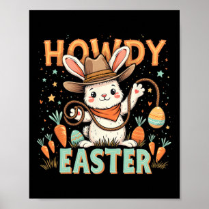 Hallo Pasen Schattige Cowboy Konijn Western Eieren Poster
