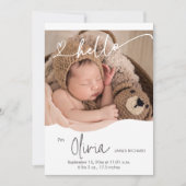 Hallo Pasgeboren unieke gesneden foto Dank je gebo Aankondiging (Voorkant)