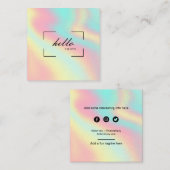 hallo Pastel Holographic Marketing Calling Card Vierkante Visitekaartje (Voorkant / Achterkant)