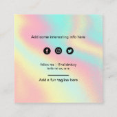 hallo Pastel Holographic Marketing Calling Card Vierkante Visitekaartje (Achterkant)
