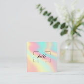 hallo Pastel Holographic Marketing Calling Card Vierkante Visitekaartje (Staand voorkant)
