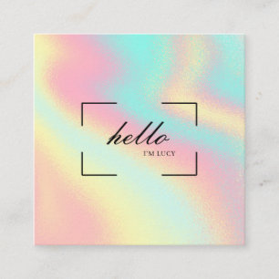 hallo Pastel Holographic Marketing Calling Card Vierkante Visitekaartje