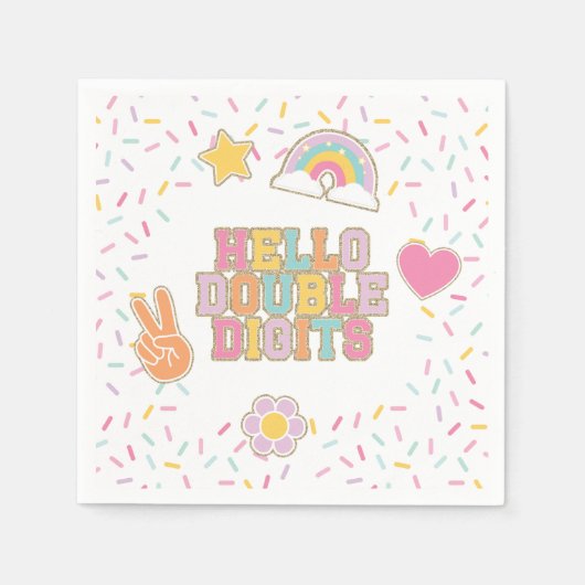 Hallo Patch Preppy Dubbele cijfers 10e verjaardag Servet (Voorkant)