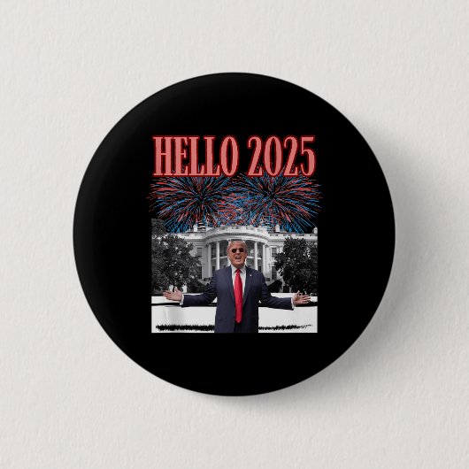 Hallo Patriottische Trump 2025 nieuwjaarsrepublike Ronde Button 5,7 Cm (Voorkant)