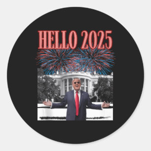 Hallo Patriottische Trump 2025 nieuwjaarsrepublike Ronde Sticker