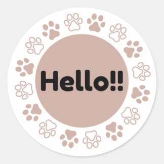 Hallo Paw Print Circle Schattig Huisdierliefhebber Ronde Sticker