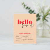 Hallo Peach & Red minimalist "40th bday Briefkaart (Staand voorkant)