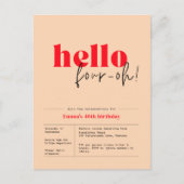 Hallo Peach & Red minimalist "40th bday Briefkaart (Voorkant)