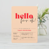 Hallo Peach & Red minimalist "40th bday Kaart (Staand voorkant)