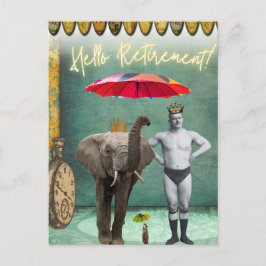 Hallo Pensioen Vintage Krachtman Briefkaart