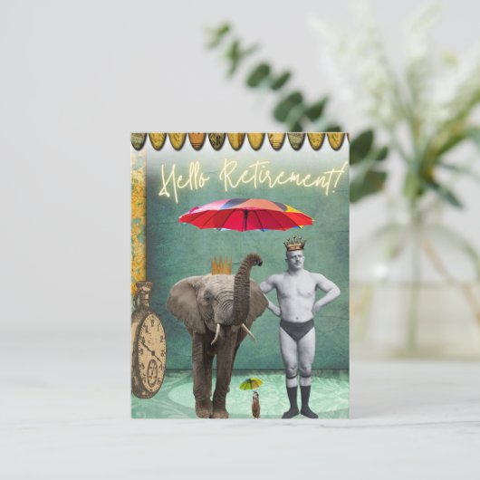 hallo Pensioen Vintage Strongman Briefkaart (Staand voorkant)