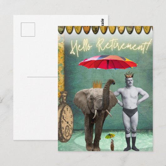 hallo Pensioen Vintage Strongman Briefkaart (Voorkant / Achterkant)