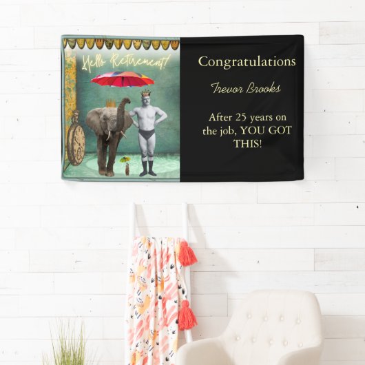 hallo Pensionering Funny Personalized Party Banner (Insitu)