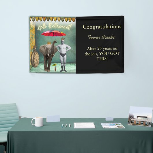 hallo Pensionering Funny Personalized Party Banner (Beurs)