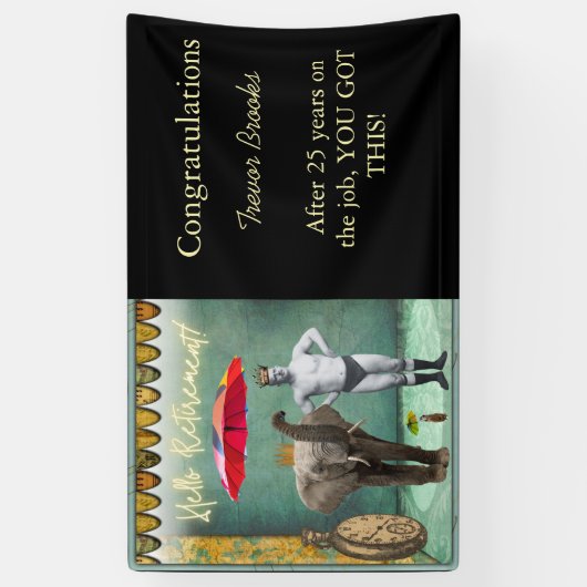 hallo Pensionering Funny Personalized Party Banner (Verticaal)