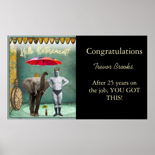 hallo Pensionering Funny Personalized Poster (Voorkant)