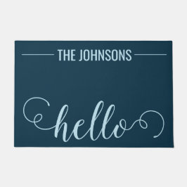 HALLO Persoonlijke familienaam Welkom Mat Navy