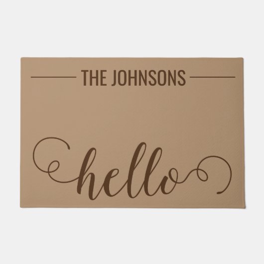 HALLO Persoonlijke familienaam Welkom Mat Tan (Voorkant)