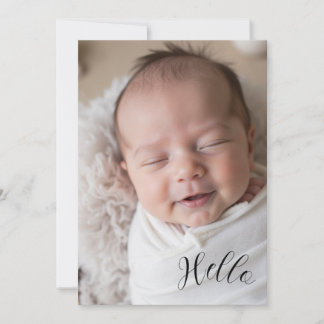 “Hallo” Persoonlijke Foto Geboorteaankondigingskaa