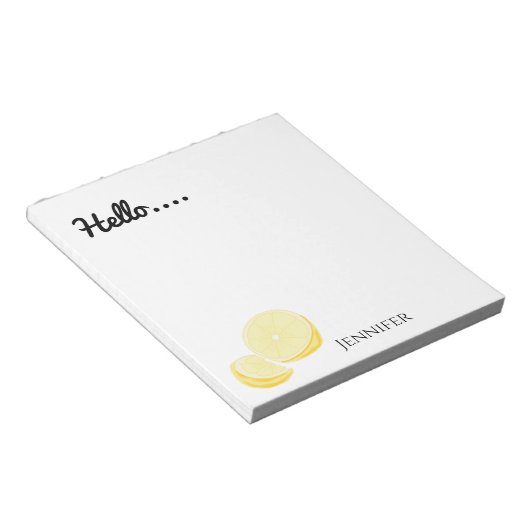 hallo, persoonlijke Lemon Notitieblok (Schuin)