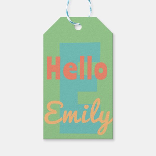 hallo Persoonlijke naam mint groene perzik Gift La Cadeaulabel (Voorkant)