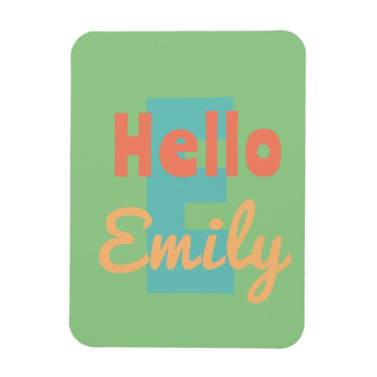 hallo Persoonlijke naam mint groene perzik koraal  Magneet (Verticaal)