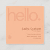 Hallo Perzik fuzz Coral Pink Retro Vierkante Visitekaartje (Voorkant)