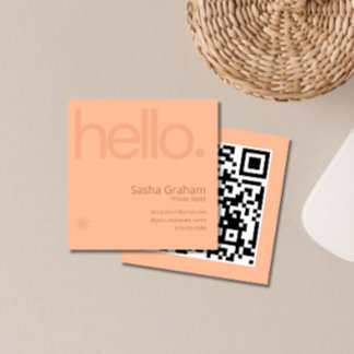 Hallo Perzik fuzz Coral Pink Retro Vierkante Visitekaartje