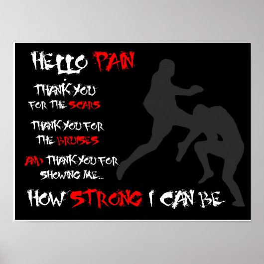 "Hallo Pijn" — MMA Inspirerend Poster (Voorkant)