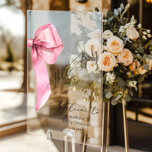 Hallo Pink Bow? Baby Girl Baby shower Welkom Acryl Bord