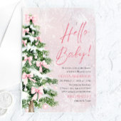 Hallo Pink Bow Girl Christmas Baby Baby shower Acryl Uitnodigingen