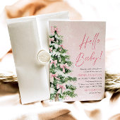 Hallo Pink Bow Girl Christmas Baby Baby shower Kaart