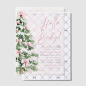 Hallo Pink Bow Girl Christmas Baby Baby shower Vellum Uitnodigingen (Offset (Uitnodiging))