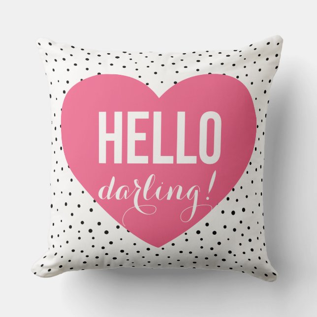Hallo Pink Darling Heart Polka Dots Pattern Kussen (Voorkant)