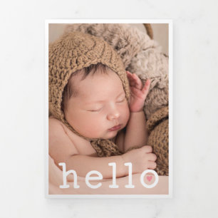 Hallo Pink Heart Photo Collage Baby Drieluik Aankondiging