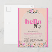 Hallo Pink Rose floral Briefkaart (Voorkant / Achterkant)