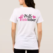 Hallo Pinktober Borstkanker Bewustzijnsmaand Tri-Blend Shirt (Achterkant)