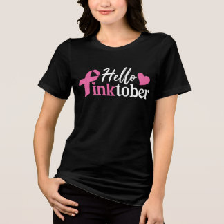Hallo Pinktober Borstkanker Bewustzijnsmaand Tri-Blend Shirt